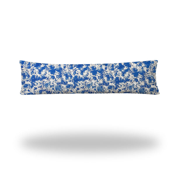 Homeroots 12" X 48" Blue And White Zippered Indoor Outdoor Lumbar Pillow   410308