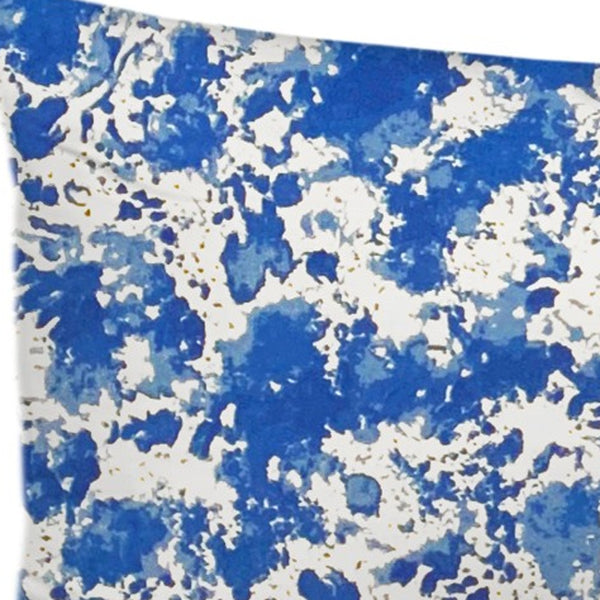 Homeroots 12" X 48" Blue And White Zippered Indoor Outdoor Lumbar Pillow   410308