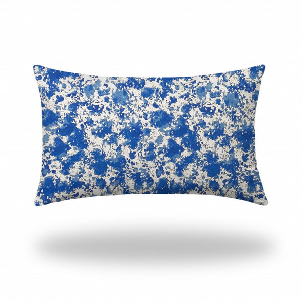Homeroots 16" X 26" Blue And White Zippered Coastal Lumbar Indoor Outdoor Pillow  100% Polyester 410318
