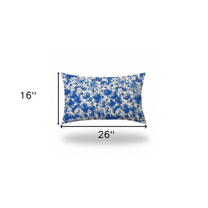 Homeroots 16" X 26" Blue And White Zippered Coastal Lumbar Indoor Outdoor Pillow  100% Polyester 410318