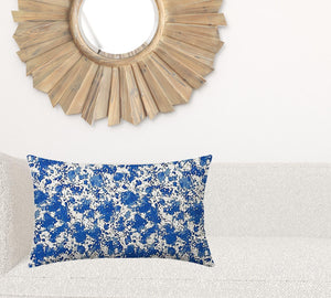 Homeroots 16" X 26" Blue And White Zippered Coastal Lumbar Indoor Outdoor Pillow  100% Polyester 410318