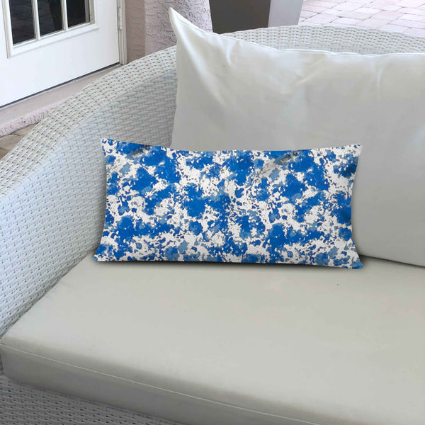Homeroots 22" X 26" Blue And White Zippered Coastal Lumbar Indoor Outdoor Pillow  100% Polyester 410323