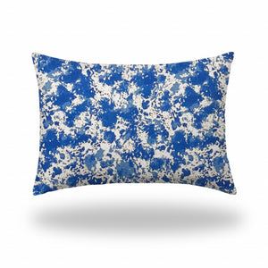 Homeroots 24" X 36" Blue And White Zippered Coastal Lumbar Indoor Outdoor Pillow  100% Polyester 410328