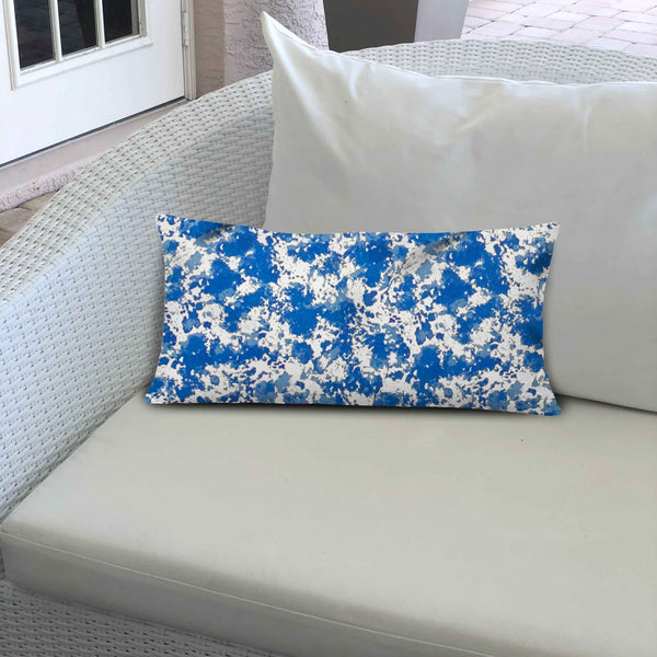 Homeroots 24" X 36" Blue And White Zippered Coastal Lumbar Indoor Outdoor Pillow  100% Polyester 410328
