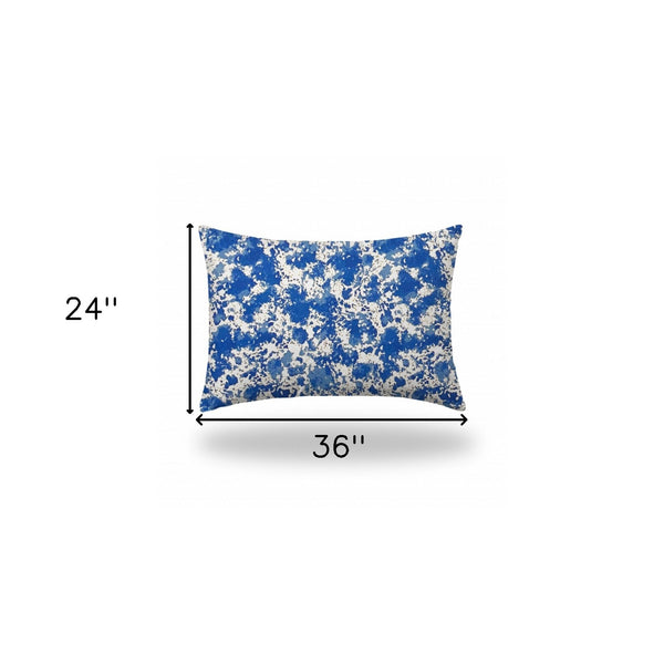 Homeroots 24" X 36" Blue And White Zippered Coastal Lumbar Indoor Outdoor Pillow  100% Polyester 410328