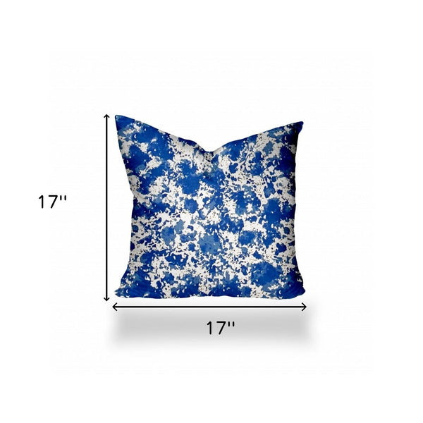 Homeroots 17" X 17" Blue And White Zippered Coastal Throw Indoor Outdoor Pillow  100% Polyester 410348