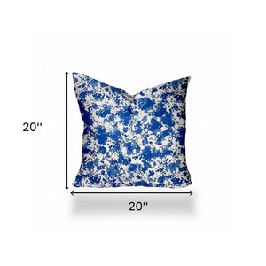 Homeroots 20" X 20" Blue And White Blown Seam Coastal Throw Indoor Outdoor Pillow  100% Polyester 410356