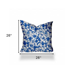 Homeroots 26" X 26" Blue And White Zippered Coastal Throw Indoor Outdoor Pillow  100% Polyester 410373