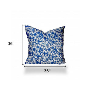 Homeroots 36" X 36" Blue And White Zippered Coastal Throw Indoor Outdoor Pillow  100% Polyester 410378