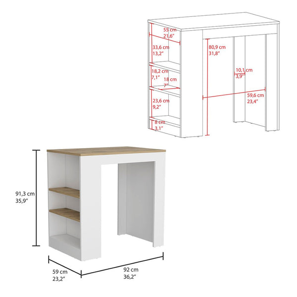 English Elm Portree Kitchen Island - Stylish Space-Saving Design With 3-Side Shelves For Modern Living Spaces B070P188817-GIGA