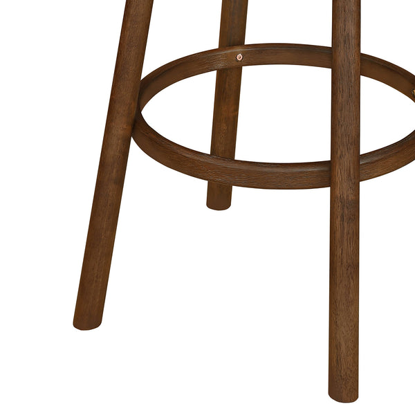 English Elm Christopher Knight Home® - Round Chunky Cushion Bar Stool with Curved Ergonomic Back, Solid Rubberwood Frame, Durable Comfort Beige,Walnut N771P346003T