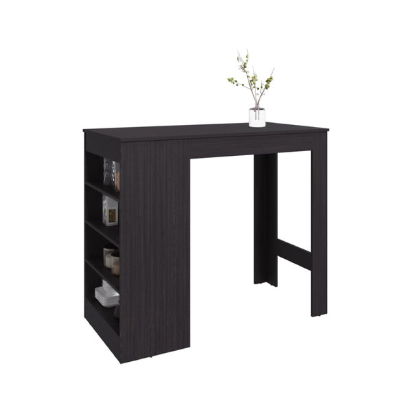 English Elm Norton Matte Black Kitchen Island Table with Four Open Shelves for Counter Height Seating B092P390618