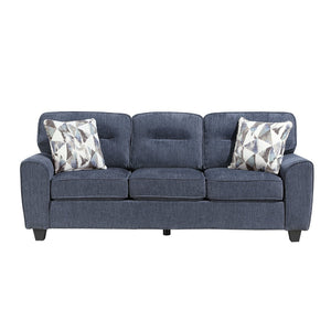 English Elm Contemporary Chenille 3 Piece Sofa Set with Pocket Coil Support and Reversible Cushions Blue B011S02477
