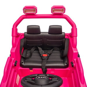 English Elm 12v Kids Electric Utv with 4-wheel Suspension Anti-collision Bar and 2-hour Battery Pink W1578P343328