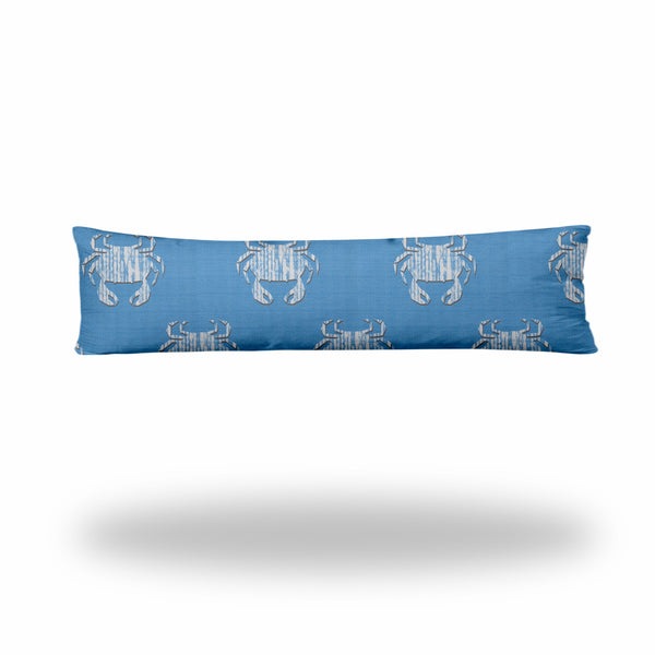 Homeroots 12" X 48" Blue And White Crab Zippered Coastal Lumbar Indoor Outdoor Pillow  100% Polyester 410488