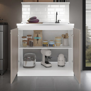 English Elm Utility Sink Base Cabinet with Two Doors Shelved Storage White Oak Laundry Room B097S00256