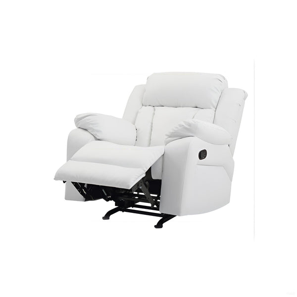 English Elm Elegant PU Recliner Chair with Padded Arms and Compact 41"H x 38"W x 37"D Comfort for Small Spaces White 26 L x 39 W x 30 H B078108394