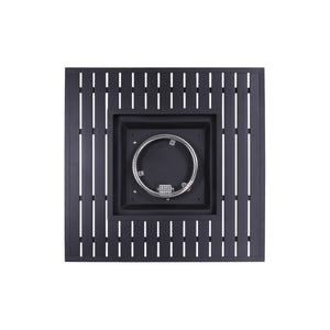 Homeroots 30" Black Square Slat Top Fire Pit Table With Lid   410563