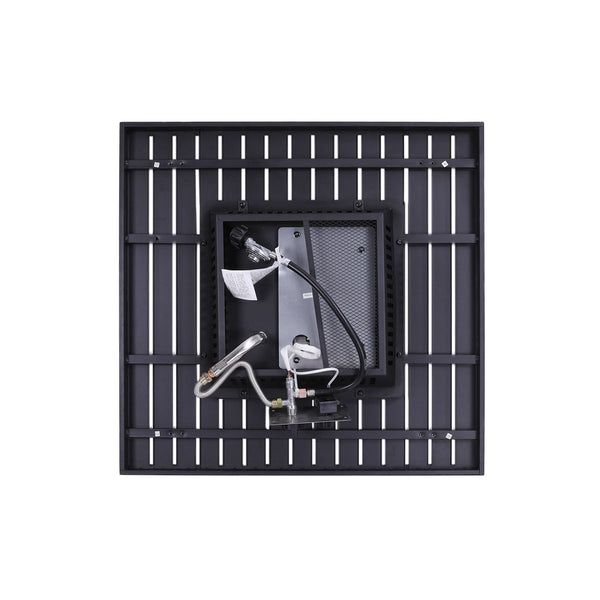 Homeroots 30" Black Square Slat Top Fire Pit Table With Lid   410563