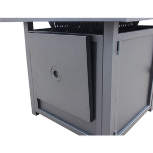 Homeroots 28" Black Square Propane Fire Pit With Lava Rocks And Cover   410566