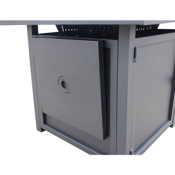 Homeroots 28" Black Square Propane Fire Pit With Lava Rocks And Cover   410566