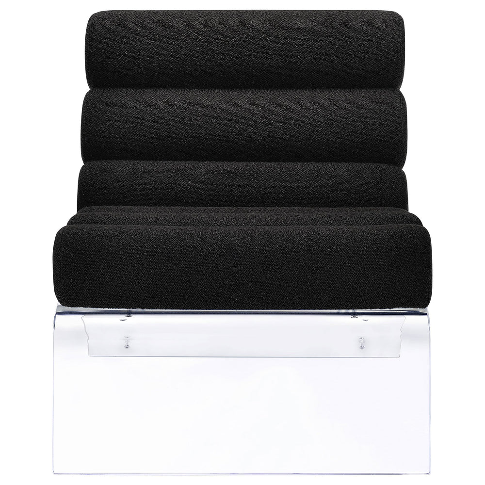 English Elm Freeman Bouclé Upholstered Armless Acrylic Chair with Channel-Tufted Comfort and Clear Modern Frame Black B062P299962