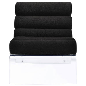 English Elm Freeman Bouclé Upholstered Armless Acrylic Chair with Channel-Tufted Comfort and Clear Modern Frame Black B062P299962