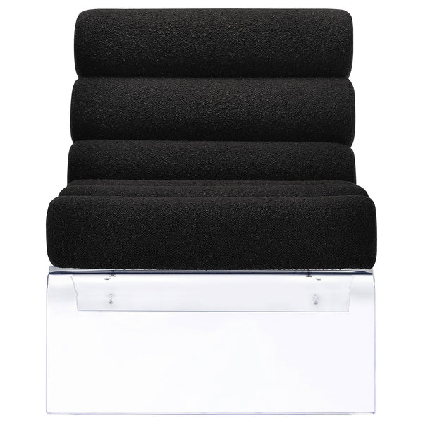 English Elm Freeman Bouclé Upholstered Armless Acrylic Chair with Channel-Tufted Comfort and Clear Modern Frame Black B062P299962