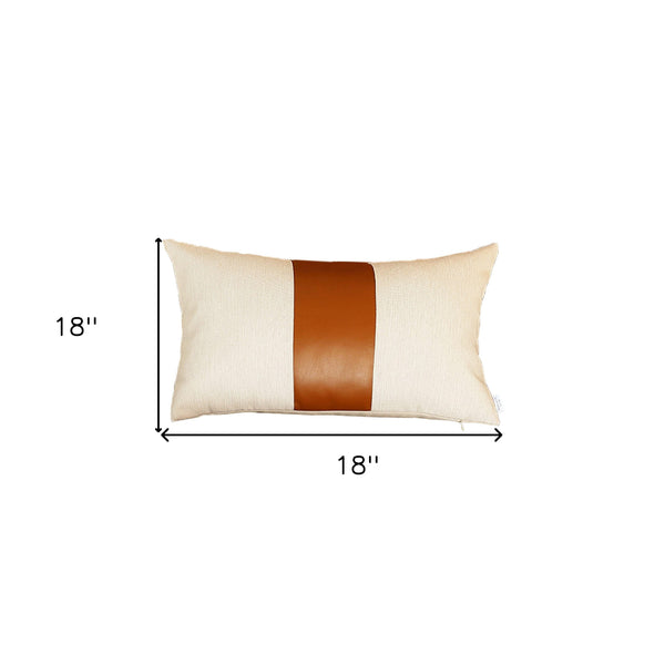 Homeroots Set Of Two 18" X 18" Brown And Ivory Faux Leather Zippered Pillow   410588