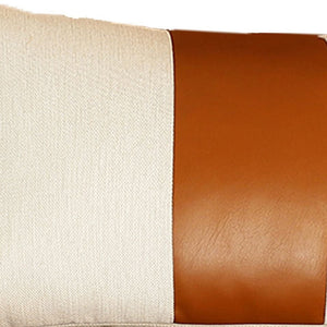 Homeroots Set Of Two 18" X 18" Brown And Ivory Faux Leather Zippered Pillow   410588