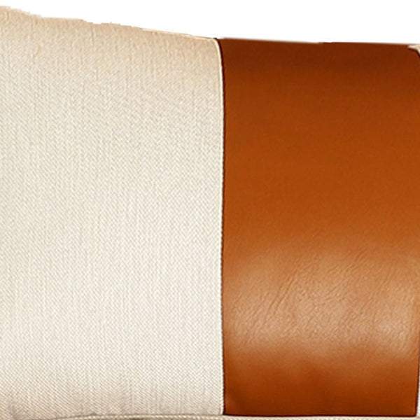 Homeroots Set Of Two 18" X 18" Brown And Ivory Faux Leather Zippered Pillow   410588