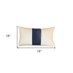 Homeroots Set Of Two 18" X 18" Navy Blue And Ivory Faux Leather Zippered Pillow   410589