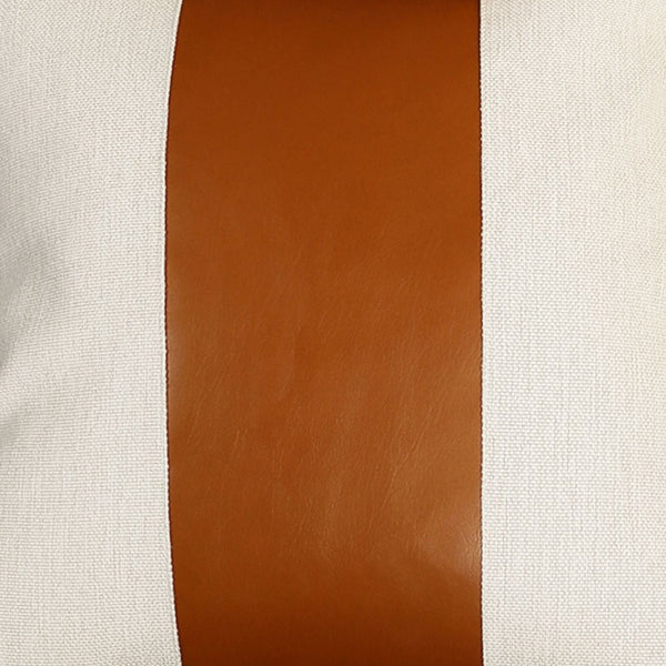 Homeroots Set Of Two 20" X 20" Brown And Ivory Faux Leather Zippered Pillow   410592