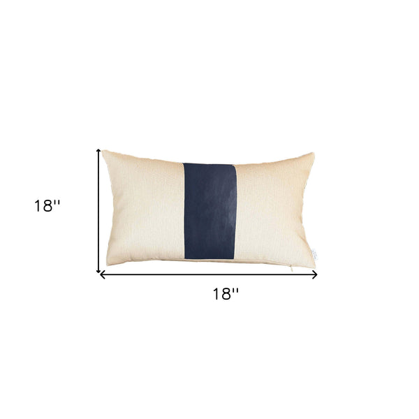 Homeroots Set Of Four 18" X 18" Navy Blue And Ivory Faux Leather Zippered Pillow   410594