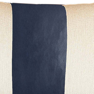 Homeroots Set Of Four 18" X 18" Navy Blue And Ivory Faux Leather Zippered Pillow   410594