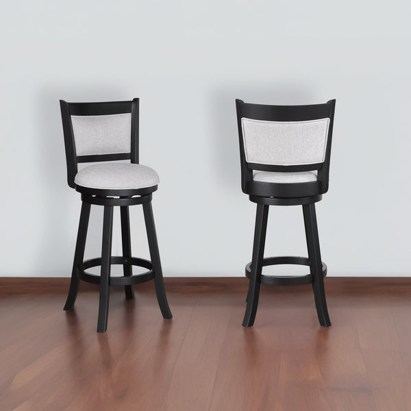 English Elm 2Pc Swivel Pub Stools Set - Stylish Counter Height Chairs With Comfortable Dove Upholstered Seats B011P262367