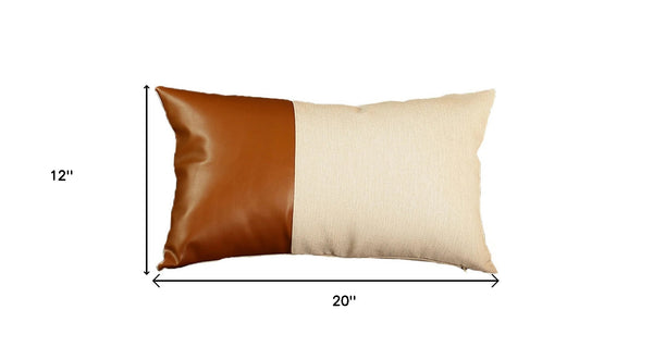 Homeroots Set Of Four 12" X 20" Brown And White Lumbar Throw Pillow   410639