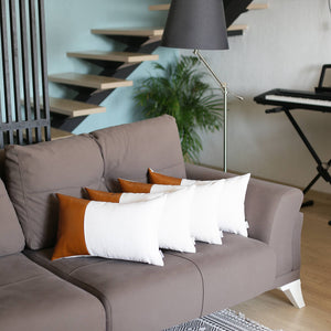 Homeroots Set Of Four 12" X 20" Brown And White Lumbar Throw Pillow   410639