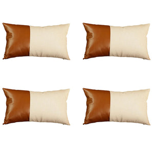 Homeroots Set Of Four 12" X 20" Brown And White Lumbar Throw Pillow   410639