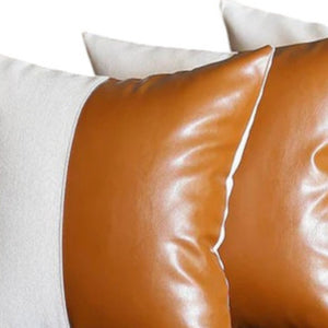 HomeRoots Vegan Faux Leather Throw Pillow Set of 4 – Eco-Friendly, Reversible, Stylish Cushions for Home Decor 410641