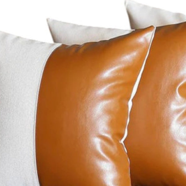 HomeRoots Vegan Faux Leather Throw Pillow Set of 4 – Eco-Friendly, Reversible, Stylish Cushions for Home Decor 410641