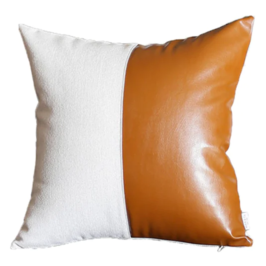 Homeroots Vegan Faux Leather Detailed Throw Pillow Set Of 4   410641