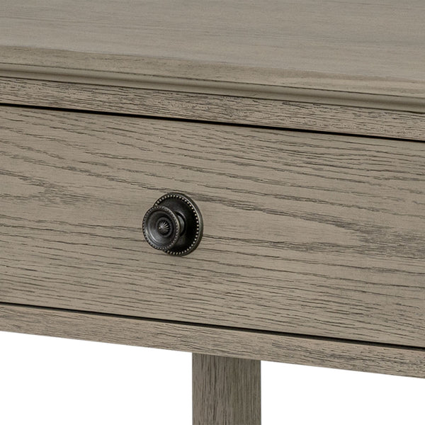 English Elm Victoria Aged Oak Nightstand with Solid Wood Legs, Wire-Brushed Veneer, Drawer & Open Shelf Grey 27 L x 22.75 W x 27.63 H B035P341169