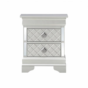 English Elm Sleek Champagne Nightstand 24"H x 21"W x 16"D – Silver Champagne Finish, 2 Drawers, No Assembly, Transitional Style B078108372