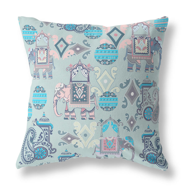 Homeroots 26" Gray Pink Tribal Indoor Outdoor Zip Throw Pillow   410873