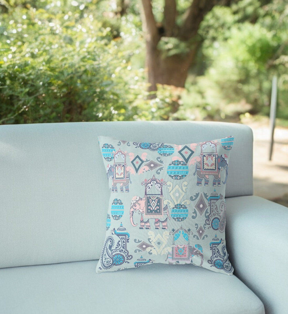 Homeroots 26" Gray Pink Tribal Indoor Outdoor Zip Throw Pillow   410873