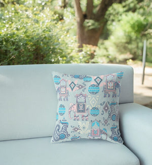 Homeroots 26" Gray Pink Tribal Indoor Outdoor Zip Throw Pillow   410873