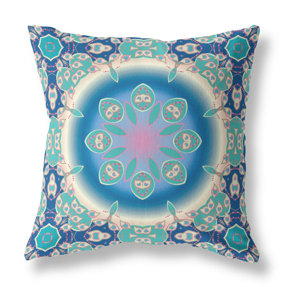 Homeroots 26” Blue Turquoise Jewel Indoor Outdoor Zippered Throw Pillow   410913