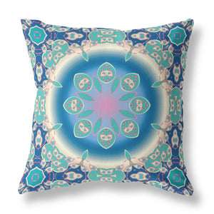 Homeroots 26” Blue Turquoise Jewel Indoor Outdoor Zippered Throw Pillow   410913