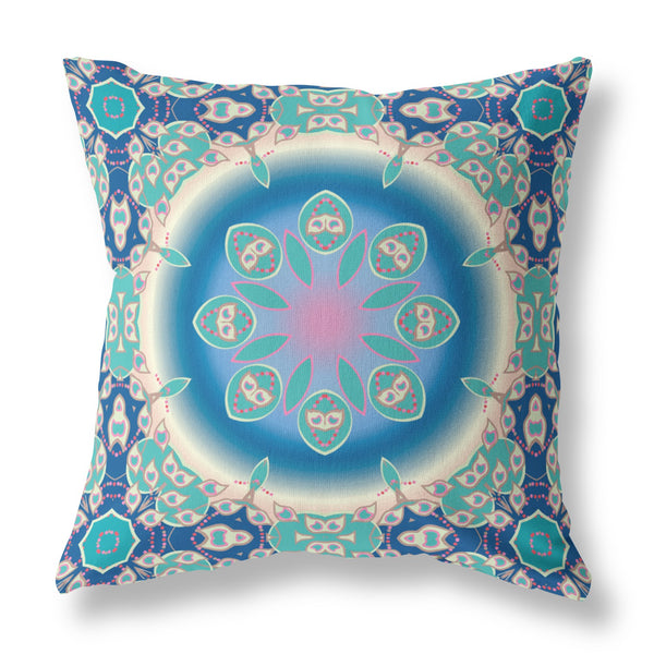 Homeroots 26” Blue Turquoise Jewel Indoor Outdoor Zippered Throw Pillow   410913